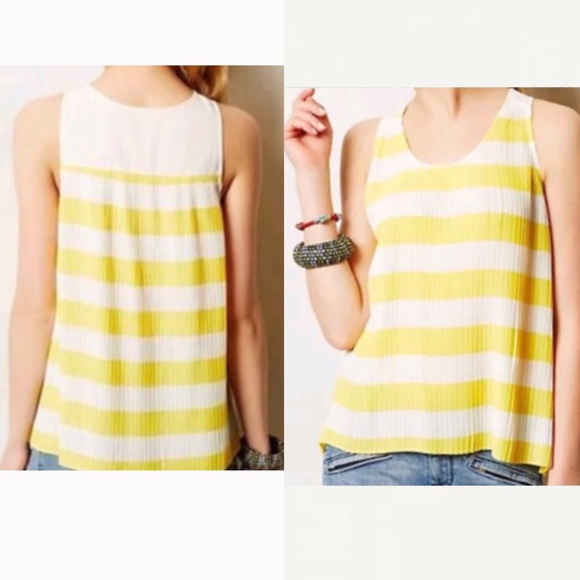 Anthropologie Tops - Anthropologie Yellow Pleated Tank Blouse 
Maeve